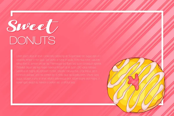 Dulce Rosquillas Vector Banner Ilustración Letras Fondo Coral Con Rosquillas — Vector de stock