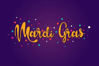 Mardi Gras metin yazı mor zemin üzerine izole illüstrasyon vektör. Poster, afiş, tebrik kartı için tasarım şablonu