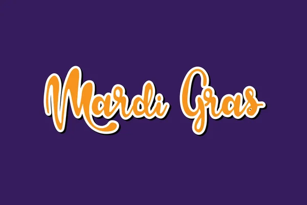 Mardi Gras Lettering Text Vector Illustrazione Isolata Sfondo Viola Modello — Vettoriale Stock