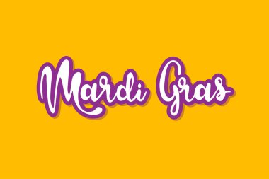 Mardi Gras metin yazı Sarı zemin üzerine izole illüstrasyon vektör. Poster, afiş, tebrik kartı için tasarım şablonu