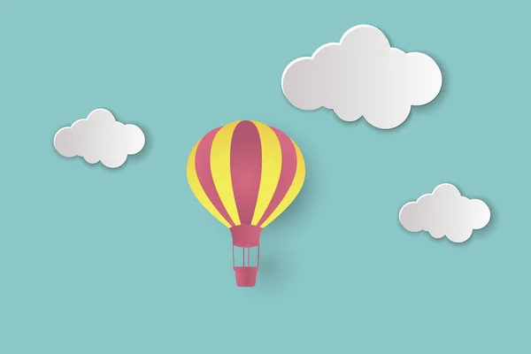 Όμορφα Σύννεφα Και Αερόστατα Εικόνα Διάνυσμα Τέχνη Αφηρημένες Χαρτιού Μπλε — Διανυσματικό Αρχείο