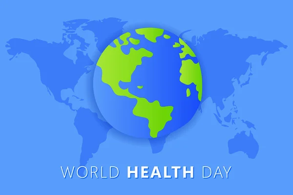 Światowy Dzień Zdrowia Kwietnia Earth Vector Białym Tle Ilustracji Niebieskim — Wektor stockowy