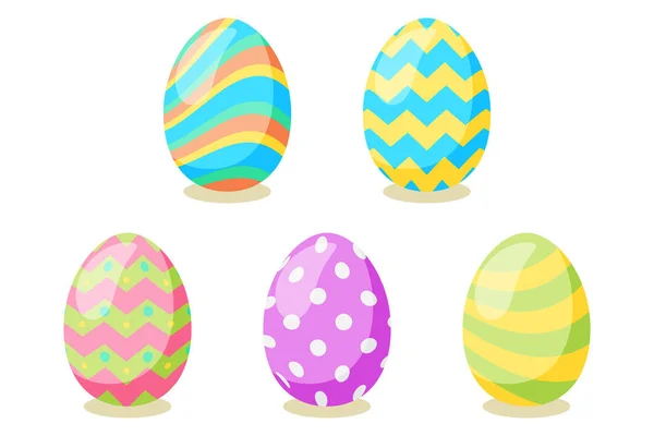 Feliz Tarjeta Pascua Conjunto Lindos Huevos Pascua Con Diferente Textura — Vector de stock