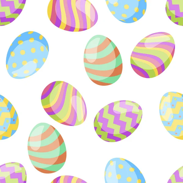 Feliz Tarjeta Pascua Conjunto Lindos Huevos Pascua Con Diferente Textura — Vector de stock