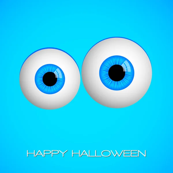 Cartão Engraçado Halloween Cartão Monstro Olhos Azuis Ilustração Vetorial Isolada —  Vetores de Stock