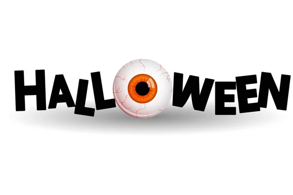 Divertida Tarjeta Felicitación Halloween Con Ojos Monstruo Naranja Ilustración Aislada — Archivo Imágenes Vectoriales