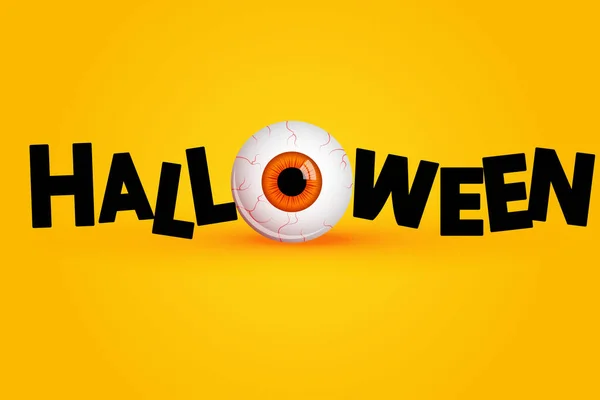 Cartão Engraçado Saudação Halloween Com Olhos Laranja Monstro Ilustração Vetorial —  Vetores de Stock