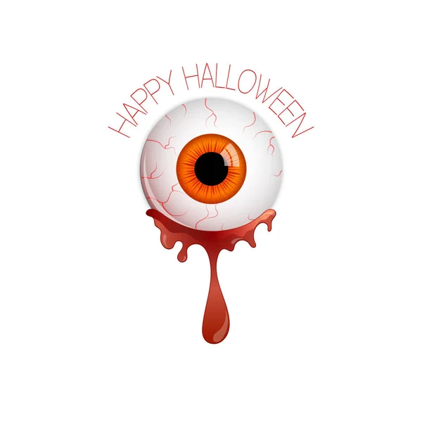 Divertido Halloween Tarjeta Felicitación Ojos Monstruo Naranja Con Sangre Ilustración — Archivo Imágenes Vectoriales