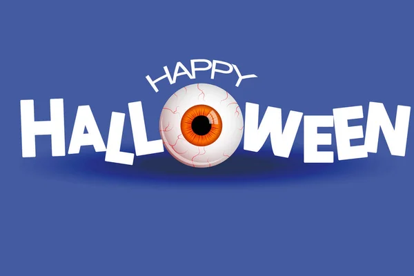 Divertida Tarjeta Felicitación Halloween Con Ojos Monstruo Naranja Ilustración Aislada — Archivo Imágenes Vectoriales
