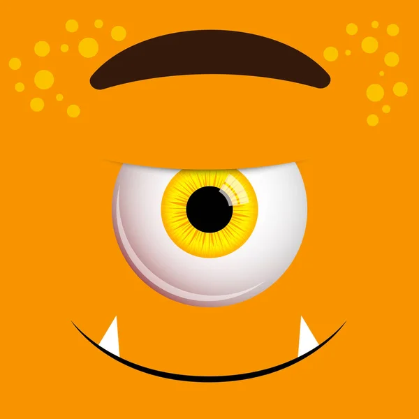 面白いハロウィングリーティングカードモンスター黄色の目 オレンジの背景にベクトル分離イラスト — ストックベクタ