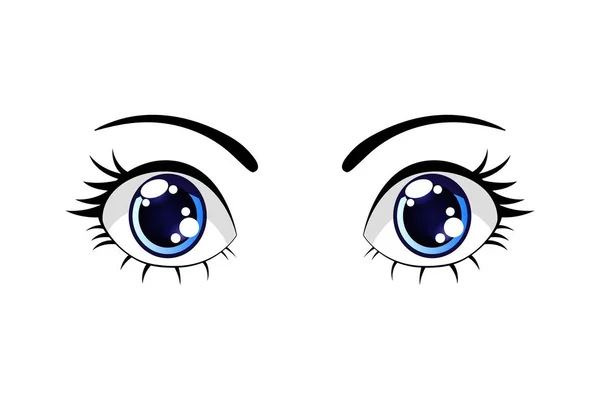 Dessin Animé Coloré Yeux Bleus Drôles Vecteur Illustration Isolée Sur — Image vectorielle