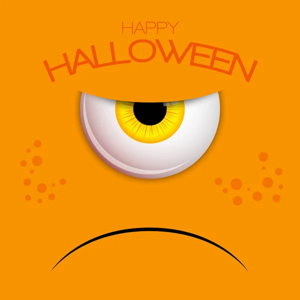 Divertidos Ojos Amarillos Monstruo Tarjeta Felicitación Halloween Ilustración Aislada Vectorial — Archivo Imágenes Vectoriales