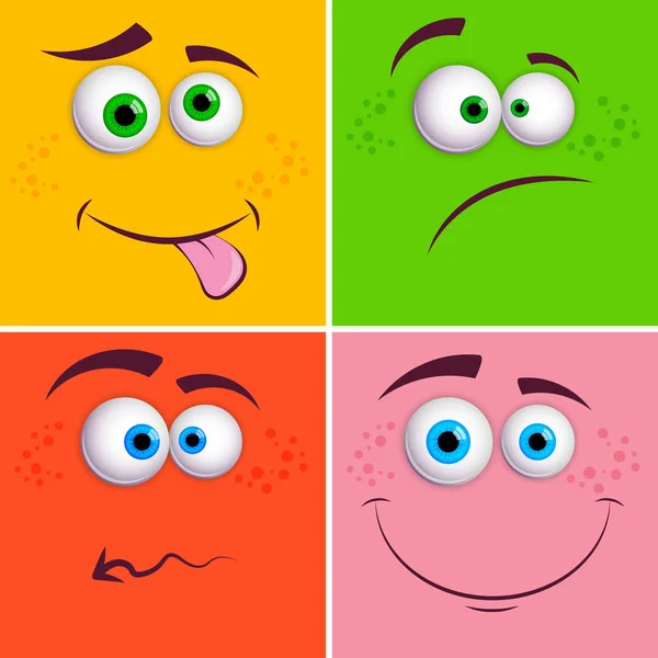 Happy Cartoon Funny Face Smiling Expression Vector Isolated Illustration Yellow — Stock Vector