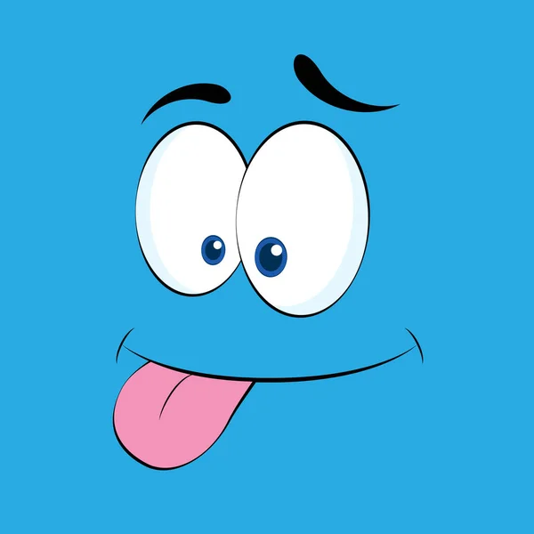 Smiling Cartoon Funny Face Smiley Expression Векторная Изоляция Синем Фоне — стоковый вектор