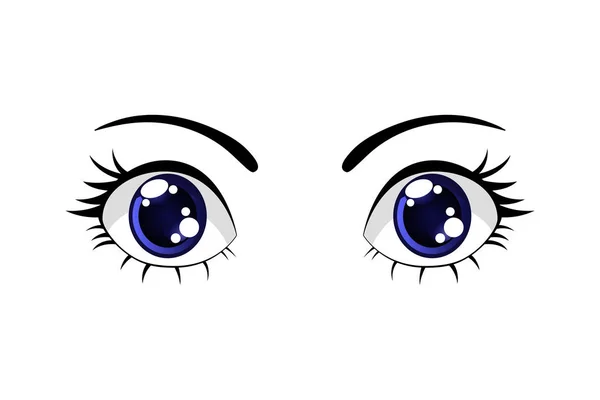 Dessin Animé Coloré Yeux Bleus Drôles Vecteur Illustration Isolée Sur — Image vectorielle