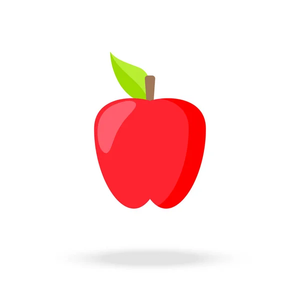 Pomme Rouge Avec Tige Feuille Nourriture Végétarienne Saine Élément Illustration — Image vectorielle