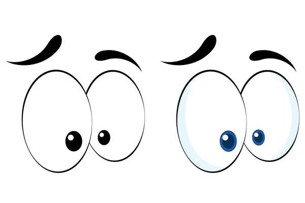 Coloré Monochrome Cartoon Funny Eyes Vecteur Illustration Isolée Sur Fond — Image vectorielle