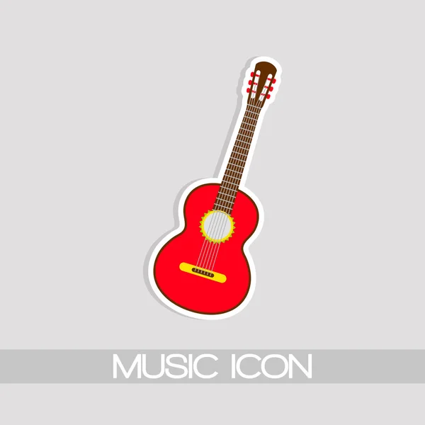 メキシコの赤いギターのメロディー 白い背景のベクトル分離イラスト 音楽アイコンとメロディテンプレート — ストックベクタ