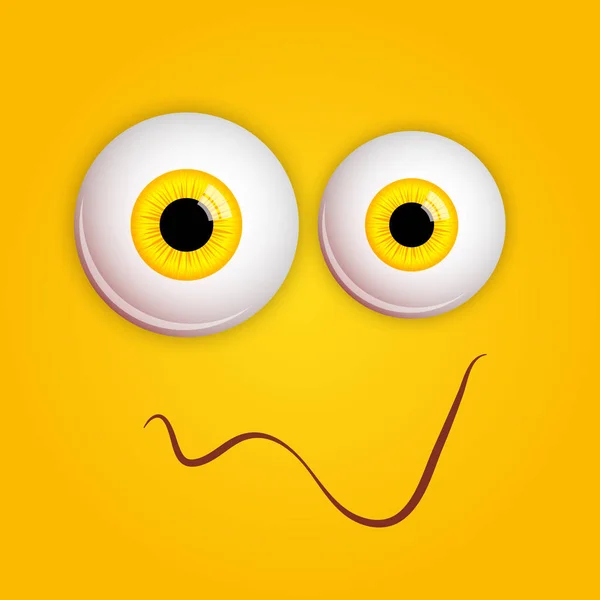 Color Ful Smiling Cartoon Face Funny Yellow Eyes Dengan Ekspresi - Stok Vektor