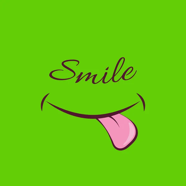 微笑图标模板设计 在绿色背景上 微笑的情感向量隔离了标识插图 面部线条艺术风格 笑容可亲的笑脸 — 图库矢量图片