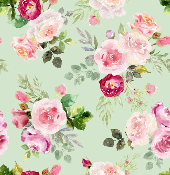 Watercolor floral seamless pattern — Stock Photo, Image