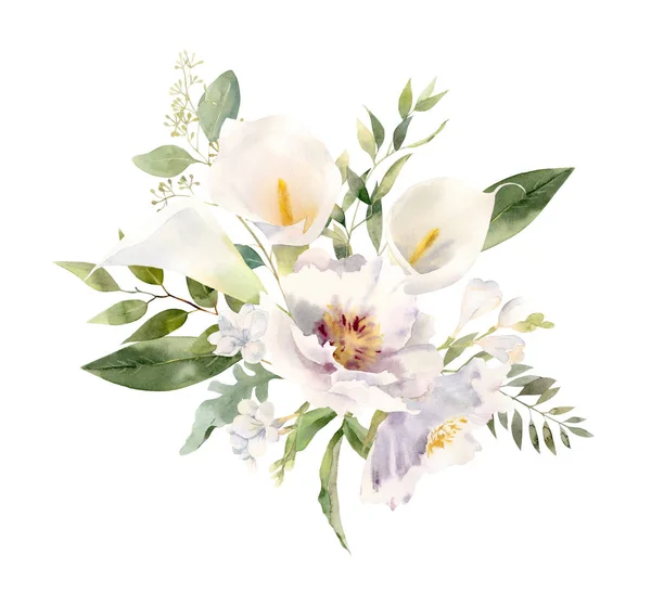 Schöne handbemalte Aquarell Blumenarrangements — Stockfoto