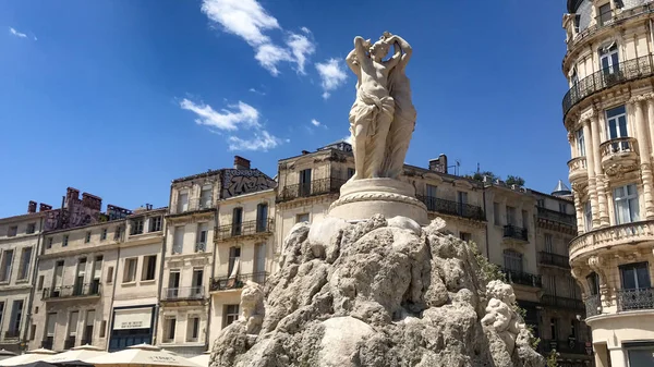 Fontaine Des Trois Graces Place Comedie Montpellier France Street Photography — Stock Photo, Image