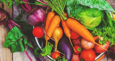 Farklı biyolojik sebze. Seçici odak.