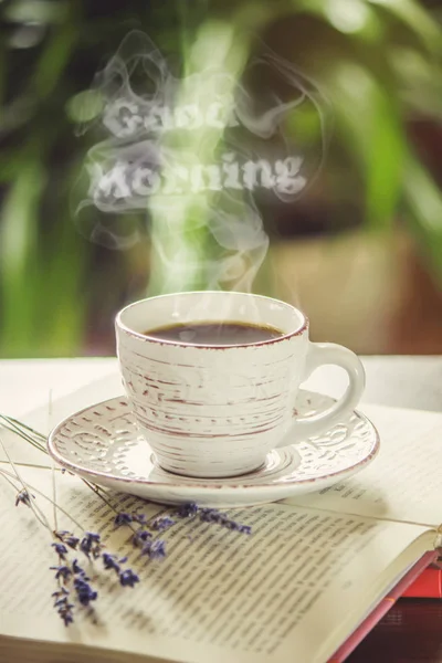 Una Taza Café Cigarrillo Buenos Días Enfoque Selectivo — Foto de Stock