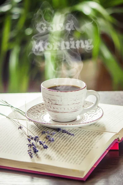 Una Taza Café Cigarrillo Buenos Días Enfoque Selectivo — Foto de Stock