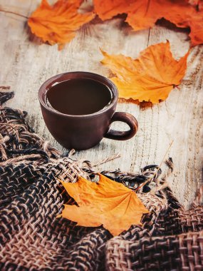 bir fincan çay rahat bir arka plan üzerinde. Seçici odak. Doğa.