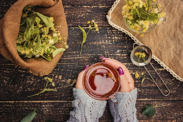 Linden Linden Tea Selective Focus Nature Tea Drinks — Stock Photo, Image