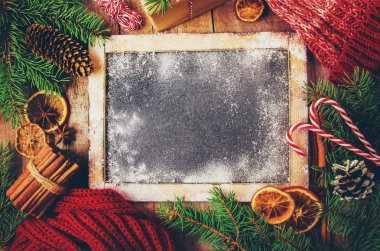 Noel arkaplanı. Mutlu yıllar. Seçici Odaklanma Tatili