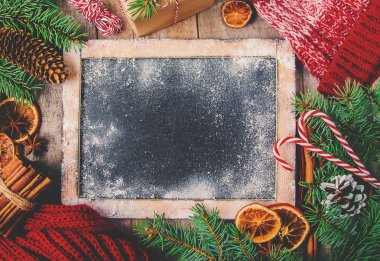 Noel arkaplanı. Mutlu yıllar. Seçici Odaklanma Tatili