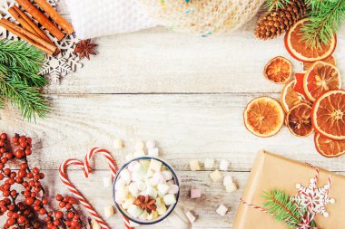 Noel arkaplanı. Mutlu yıllar. Seçici Odaklanma Tatili