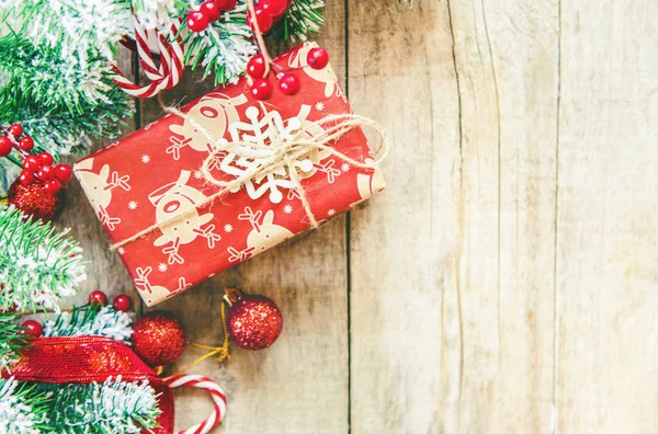 Fondo Navidad Feliz Año Nuevo Enfoque Selectivo Vacaciones — Foto de Stock