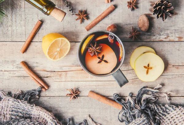 Glühwein Met Kruiden Selectieve Aandacht Eten Drinken — Stockfoto