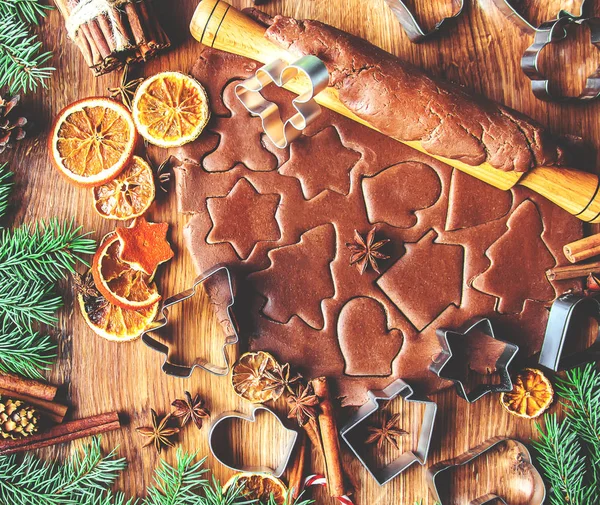 Biscotti Natale Sono Fatti Casa Concentrazione Selettiva Vacanze Cibo — Foto Stock