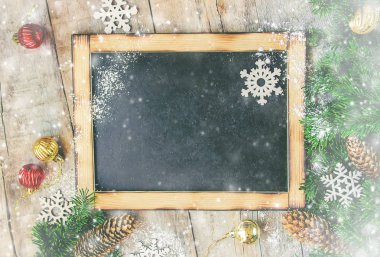 Noel arkaplanı. Mutlu yıllar. Seçici Odaklanma Tatili