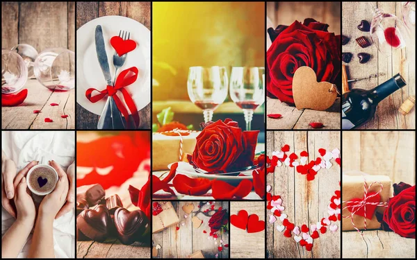 Collage Love Romance Selective Focus Kiss — Stock Photo, Image