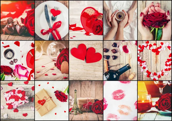 Collage Amore Romanticismo Concentrazione Selettiva Bacio — Foto Stock