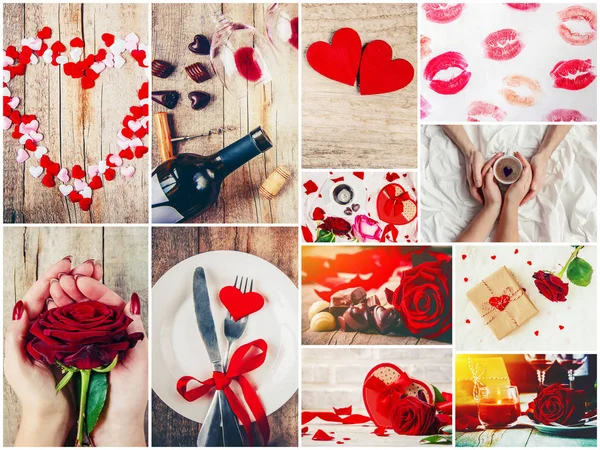 Collage Love Romance Selective Focus Kiss — Stock Photo, Image
