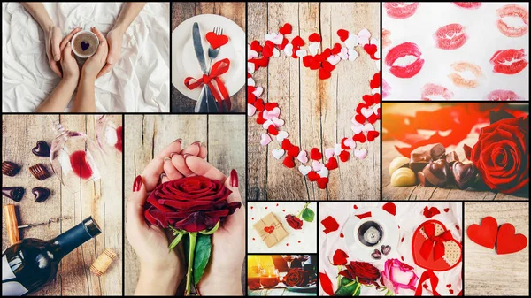 Collage Amore Romanticismo Concentrazione Selettiva Bacio — Foto Stock