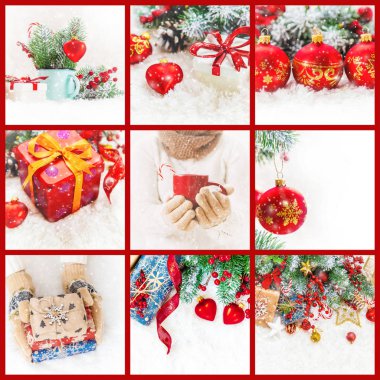 kolaj Noel resimleri. Tatiller ve olaylar. Yeni yıl.
