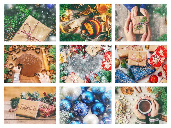 Koláž Vánoční Obrázky Svátky Zvláštní Události Nový Rok — Stock fotografie
