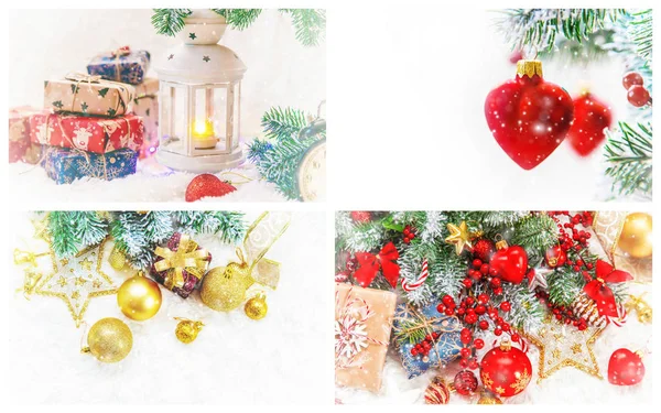 Collage Christmas Pictures Holidays Events New Year — Stock Photo, Image