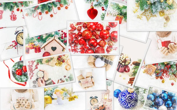 Collage Christmas Pictures Holidays Events New Year — Stock Photo, Image