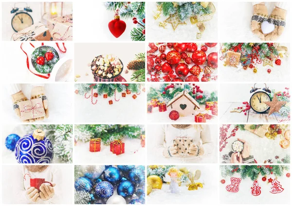 Collage Christmas Pictures Holidays Events New Year — Stock Photo, Image