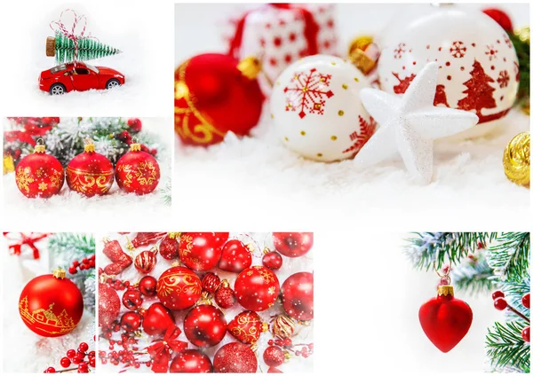 Collage Fotos Navidad Vacaciones Eventos Año Nuevo — Foto de Stock