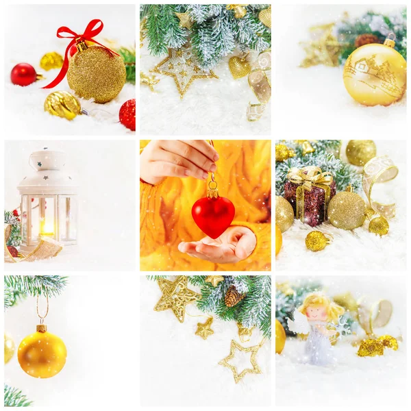 Collage Christmas Pictures Holidays Events New Year — Stock Photo, Image